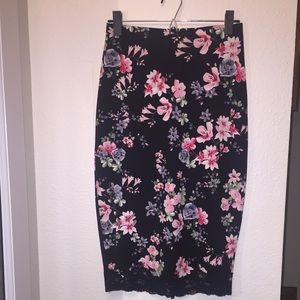 Express floral pencil skirt